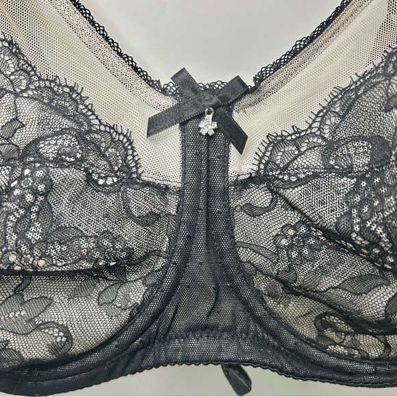 Wacoal Black & Cream Lace Underwire Adjustable Strap Bra 38DD - Picture 2 of 14
